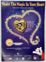 Mickey Sorcerer - Gold Heart with Arm and Wand - Variety Club Charity Pin - Fantasia