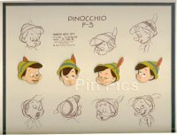 Pinocchio F-3 Model Sheet Framed Pin Set