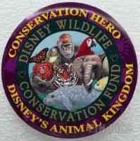 WDW - Disney's Animal Kingdom - Conservation Hero 2003 (Burgundy Border) - Button