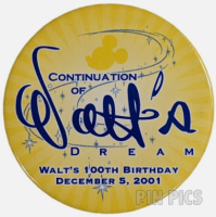 DL - Walt Disney - Continuation of Walt's Dream - Button