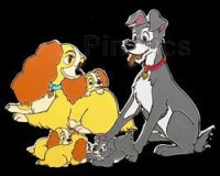 Disney Auctions - Lady and the Tramp Pups Pin (Silver Prototype)