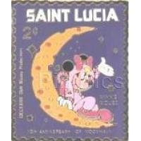 St Lucia - Minnie Mouse on Moon Postage Stamp