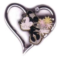 JDS - Minnie Mouse - Black and White Mickey in Silver Heart - White Day 2003