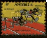 Mickey Mouse jumping hurdles Anguilla Stamp pin