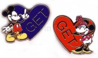 JDS - Mickey & Minnie Mouse - Get Heart - White Day 2003 - 2 Pin Set