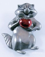 Meeko from Pocahontas - silver 3D w/ red apple