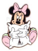 Bootleg - Minnie Hugging a White 2001 Pillow (Pink/Mint Green)