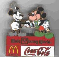 Bootleg Coca-Cola McDonald's pin with Mickey & Steamboat Willie