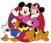 Fab 4 - Mickey, Minnie, Donald, Pluto - Red Circle