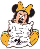 Bootleg - Minnie Hugging a White Euro Disney Pillow (Gold/Mint Green)