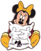 Bootleg - Minnie Hugging a White Euro Disney Pillow (Gold/Yellow)