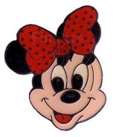 Minnie Head - Red Bow (Beige Face) Black Metal