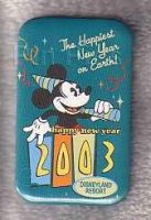 DLR Button - The Happiest New Year on Earth Happy New Year 2003 (Mickey)