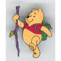 Winnie the Pooh with walking stick and backpack