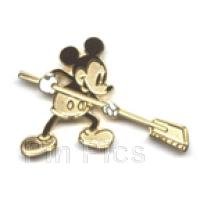 DL - Mickey - Cast Member Award - Sweeping Custodial Mickey -Gold and Black - Gold Broom