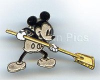 DL - Mickey - Cast Member Award - Sweeping Custodial Mickey - Silver and Black - Gold Broom