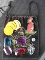 DLR - Pirates of Caribbean - Redhead Wench Pin & Bag of Jewels/Coins (Event Gift)