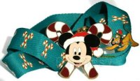 DS - Santa Mickey - Candy Cane - Christmas Lanyard and Pluto Pin - Set
