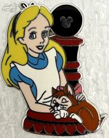 DL - Alice and Dinah - Alice Holding Sleeping Cat in Front of Pawn - Alice in Wonderland Chess - Hidden Mickey Lanyard 2008