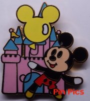 Mickey - Flexible Characters - Mini Pin Boxed Set - Holding Balloon in front of Castle
