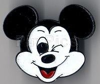 Mickey Mouse - Black & White Head (Winking) Black Metal