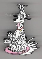 DS - Pongo and Puppies - Artist Proof - 101 Dalmatians - Riding a Saucer - Snow - Black