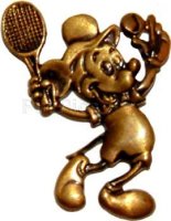 Brass Tennis Player Mickey Mouse Tie Tack