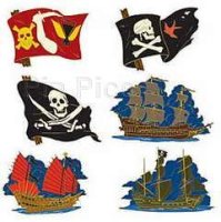 DS - Disney Shopping - 6-Pc. Pirates of the Caribbean Flag and Ship Pin Set