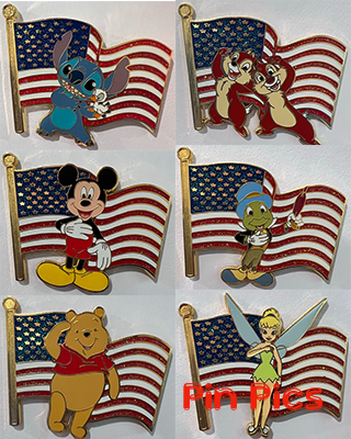 PP70733 - DS - Old Glory Disney American Flag - Pin Set - PinPics
