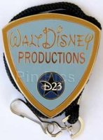 D23 Walt Disney Productions Security Badge Lanyard Pin
