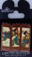 HKDL - Mickey Minnie and Stitch Rding a Dragon on a Folding Screen