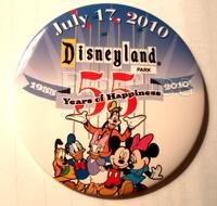 Button - DL - Mickey, Minnie, Donald, Daisy, Goofy and Pluto - Disneyland - 55th Years of Happiness