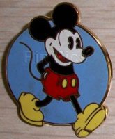 Classic Pie-Eyed Mickey Walking in Blue Circle