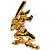 Gold Baseball Batter Sport Goofy Tie Tack