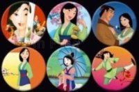 Button Set - HKDL - Walt Disney Mulan Collection of Six 6 Buttons