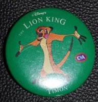 Button - The Lion King Timon Arms Stretched Out Green Badge C&A
