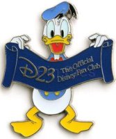 D23 Expo 2011 - Donald Duck holding D23 Banner