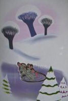 Walt Disney Family Museum - Once Upon a Wintertime Skating Rabbits Christmas Card