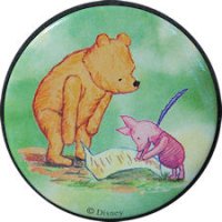 Button - Pooh Watching Piglet Write