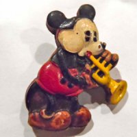 Vintage Mickey Mouse Trumpet Pin (wooden)