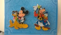 HKDL - Booster 2 pins, Mickey/Pluto & Goofy/Donald