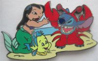 Disney Auctions - Lilo and Stitch as Ariel and Sebastian with Flounder BLACK