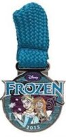 2015 WDW Princess 1/2 Marathon - Frozen 5K - Replica Medal Aqua Blue Lanyard