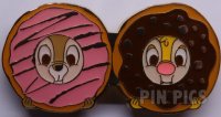 Japan - Chip and Dale - Parisian Donuts - Its' Demo - Pink and Chocolate Icing on Two Donuts with Chipmunks Looking Through