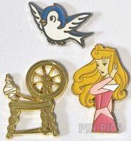 Bioworld - Aurora, Spinning Wheel and Blue Bird - Sleeping Beauty - Lapel - Set