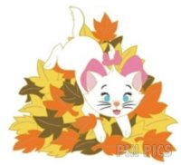 DSSH - Marie - Jumping in Fall Leaves - Aristocats