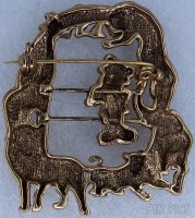 Brooch - Mickey Mouse with Safari Animals - Gold Plated