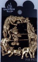 Brooch - Mickey Mouse with Safari Animals - Gold Plated