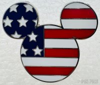 Monogram - Mickey Head Icon - American Flag - Red, White, and Blue