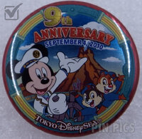 Button - Japan - Mickey, Chip, Dale - 9 Years - Be Magical Tokyo DisneySEA 10th Anniversary Set - TDS